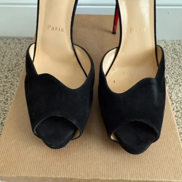 Christian Louboutin Aketata 120 Black Suede Platform Sandal - Picture 11 of 14